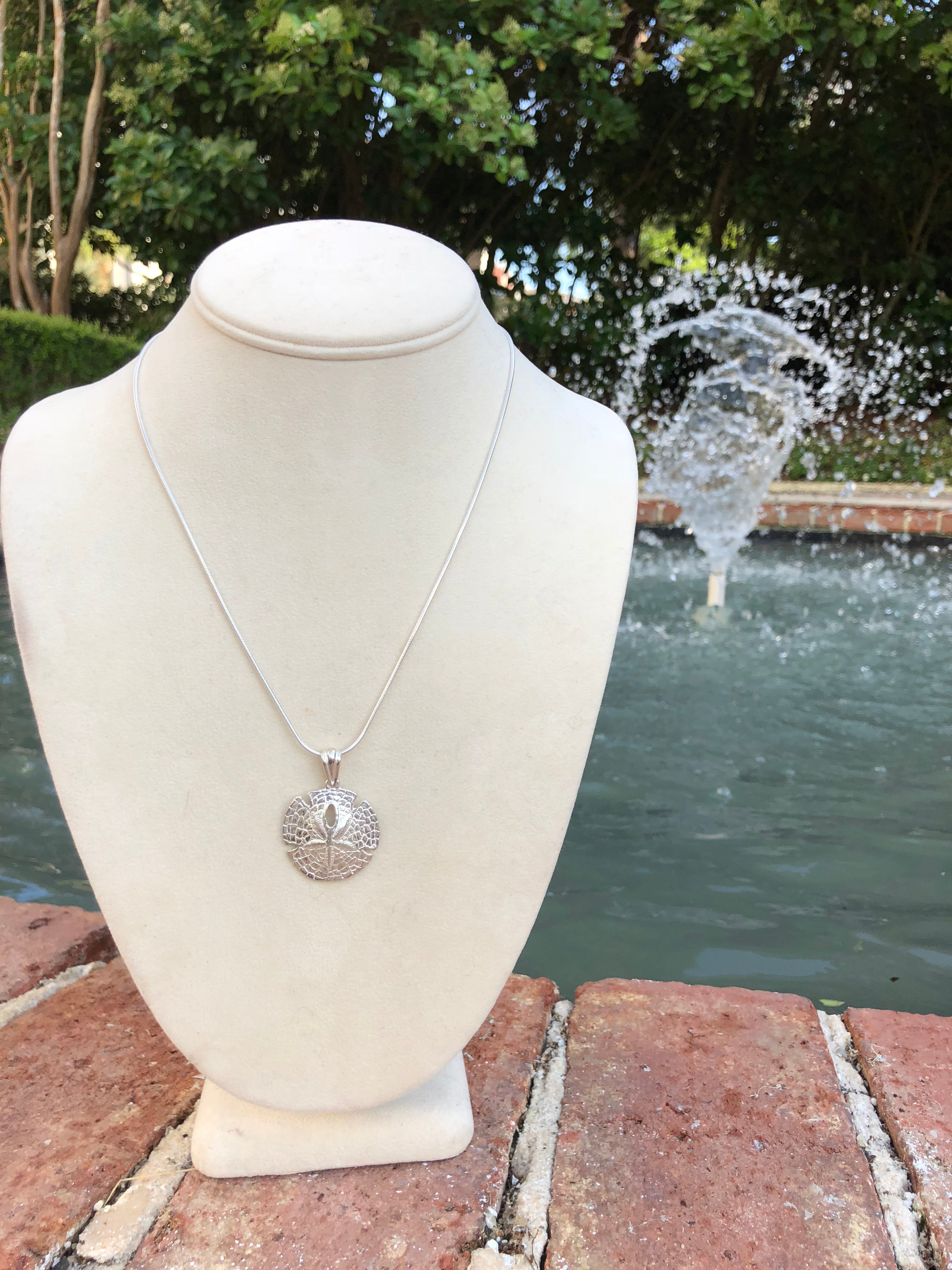 Sterling Silver Sand Dollar Necklace in Large
