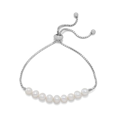 Sterling Silver pearl bolo bracelet