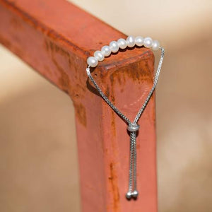Sterling Silver pearl bolo bracelet