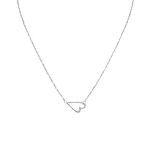 Rhodium Plated Sideways Heart Necklace