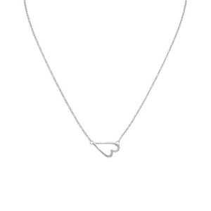 Rhodium Plated Sideways Heart Necklace