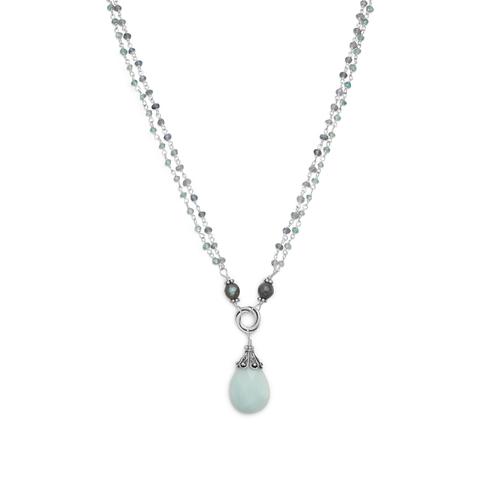 Amazonite and labradorite Sterling Silver Drop necklace