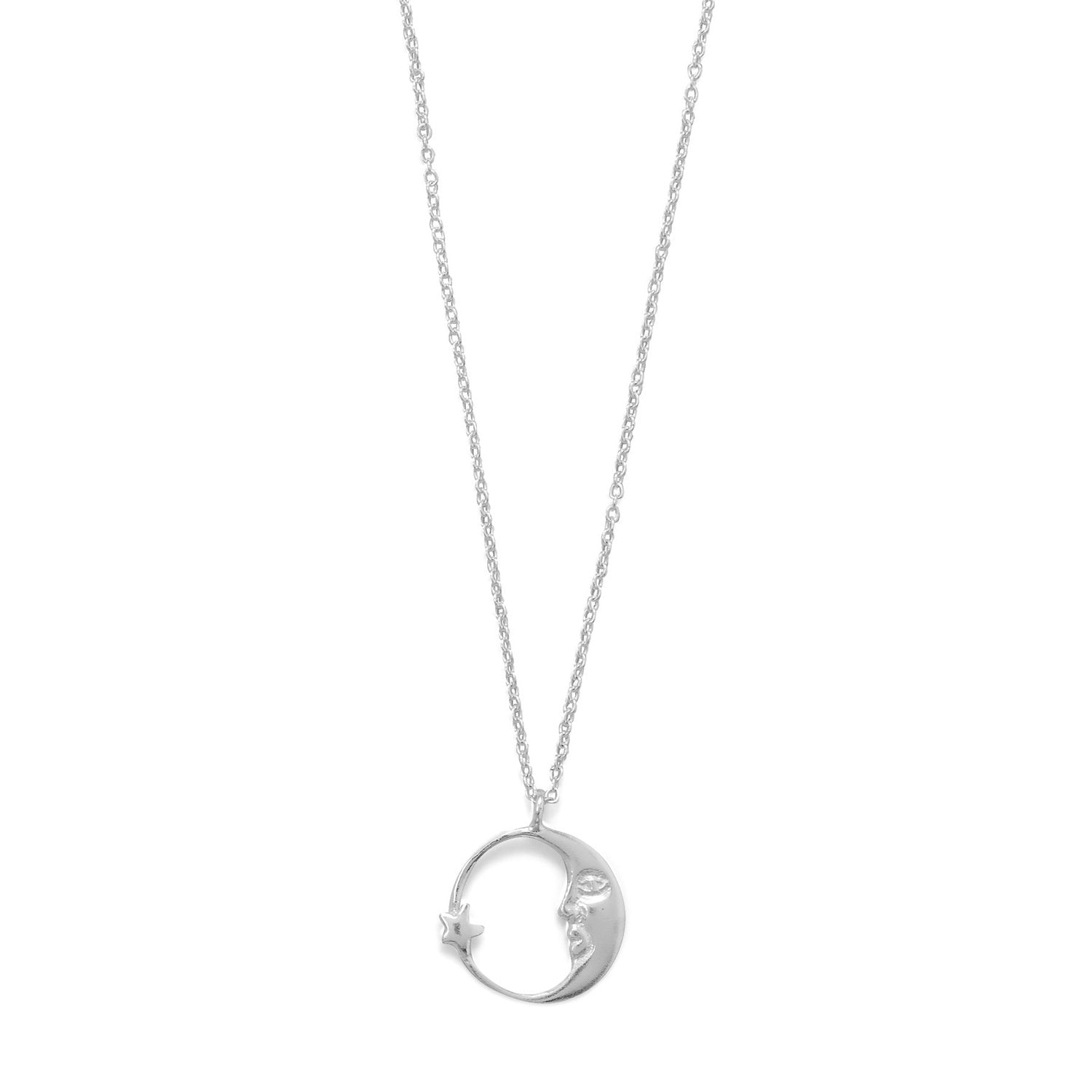 16.5" Crescent Moon with Star Necklace