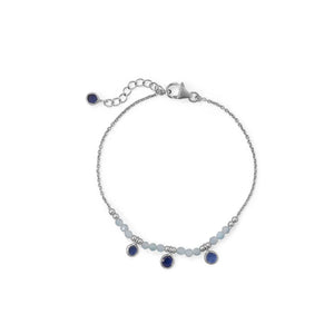 Blue Baubles! 7"+1" Rhodium Plated Aquamarine and Blue Quartz Bracelet