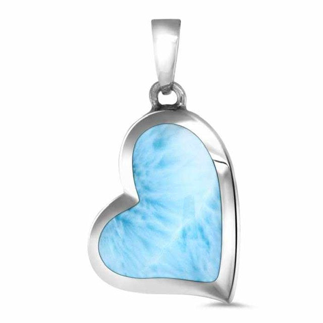 Floating Heart Marahlago Larimar Necklace
