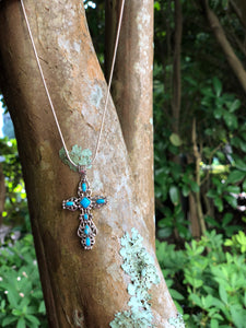 Turquoise Cross Charm 14k solid gold Cross Handmade – Helen Georgio