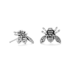Oxidized Sterling Silver Bee Stud Earrings