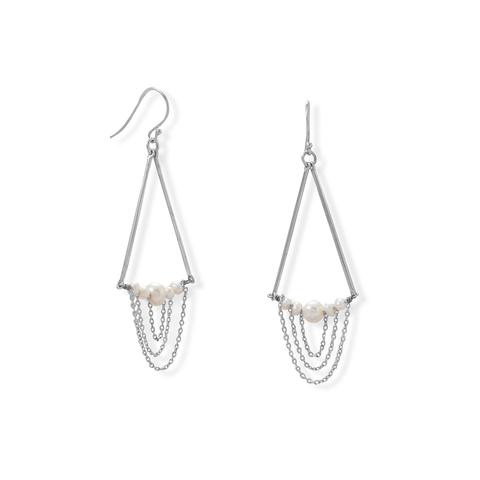 Freshwater Pearl and Chain earrings