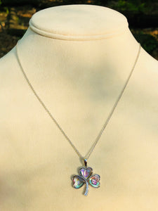 Sterling Silver Abalone Clover Necklace