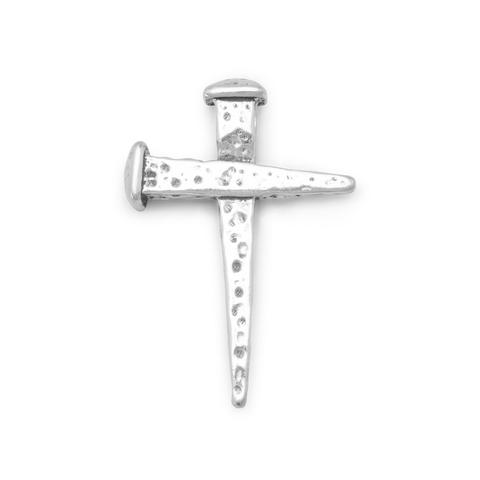 Men's or Woman's Oxidized sterling silver nail cross necklace