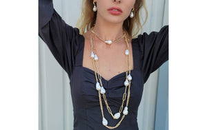 Curb Chain Necklace with Baroque Pearl