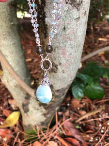 Amazonite and labradorite Sterling Silver Drop necklace