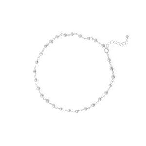 Midnight Magic! 9.5"+1" Size Large Sterling Silver Beaded Anklet