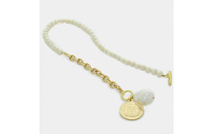 Freshwater Pearl Necklace with Baroque Pearl and Gold Medallion