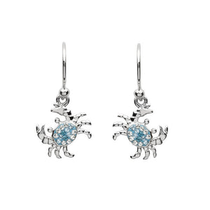 Blue Crab Drop Earrings With Swarovski® Crystals