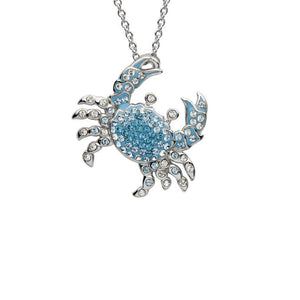 Blue Crab Pendant With Swarovski® Crystals