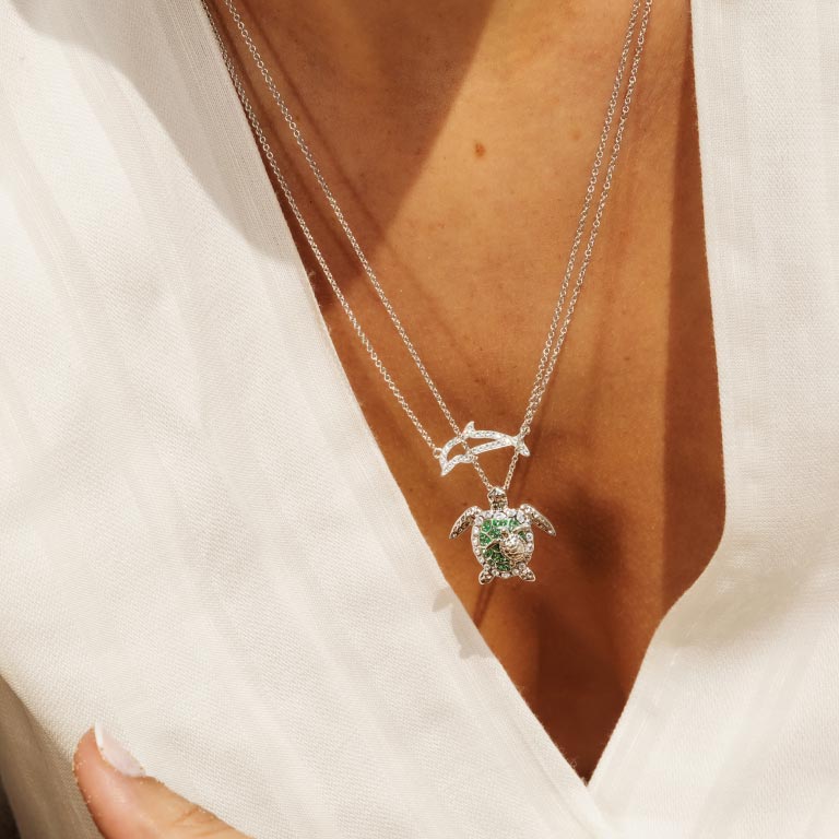 Dolphin Necklace With White Swarovski® Crystal