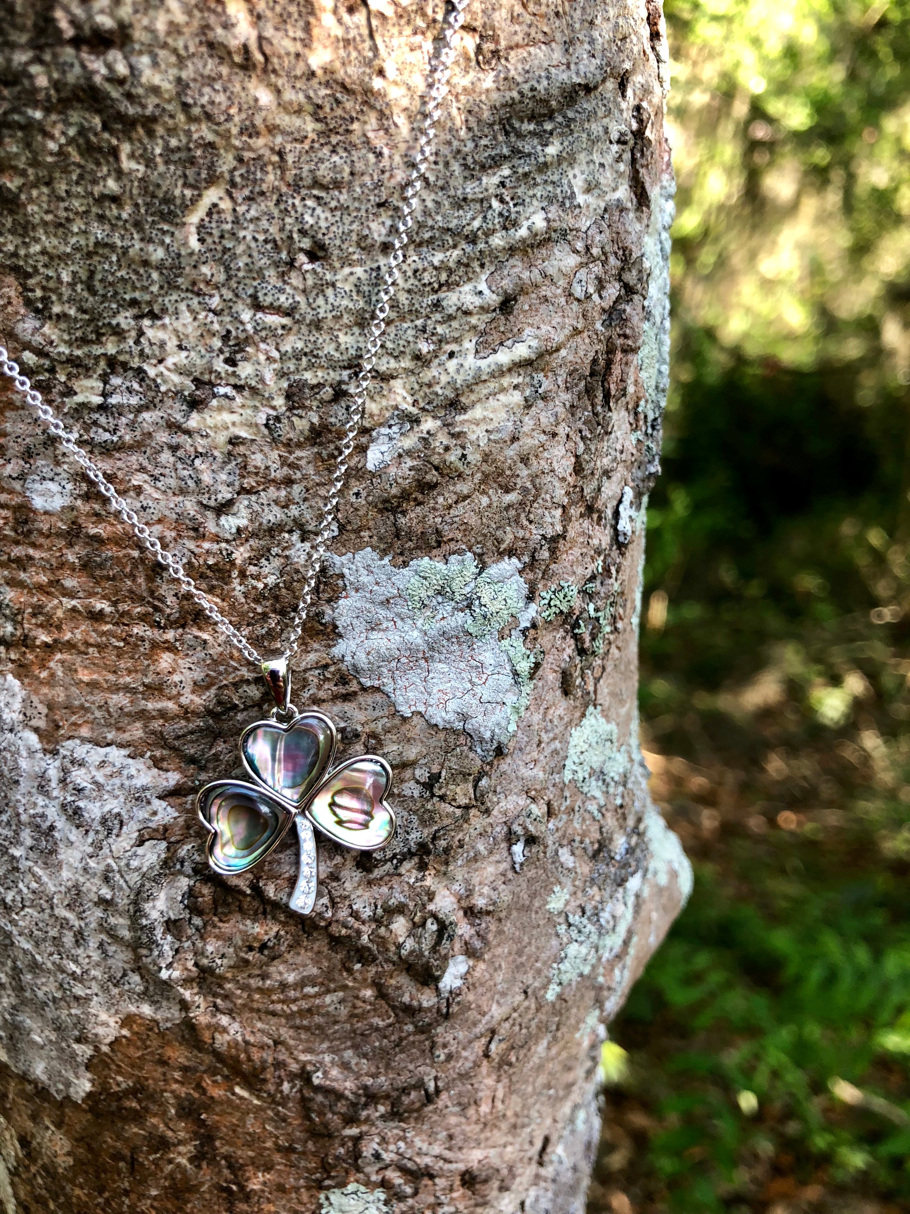 Sterling Silver Abalone Clover Necklace