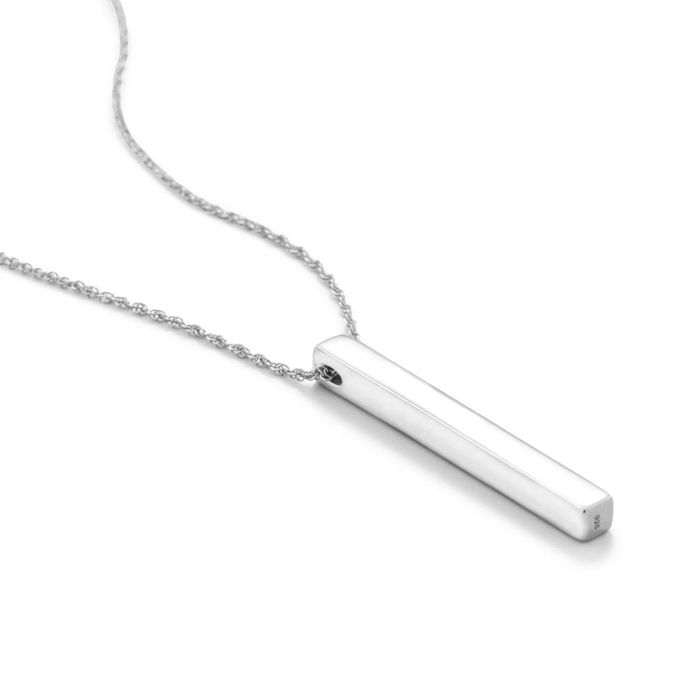 Four Sided Sterling Silver Vertical Bar Drop Necklace
