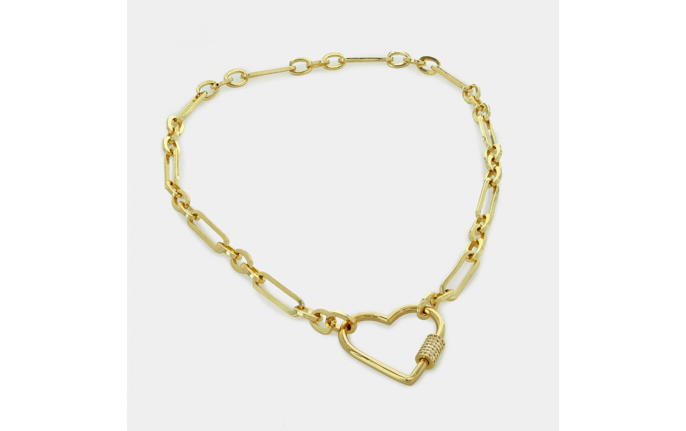 Alt Chain Necklace with Heart Carabiner