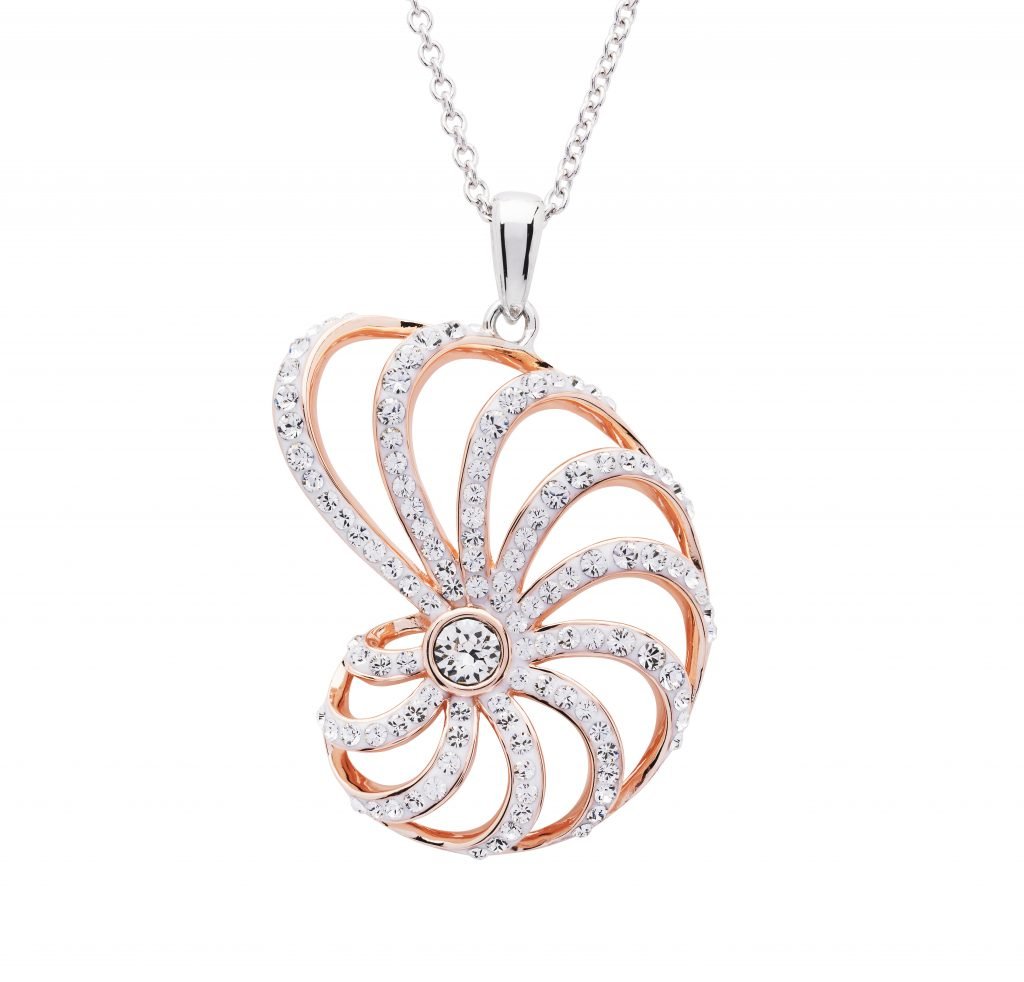 Nautilus Shell  Necklace Encrusted With White Swarovski® Crystal