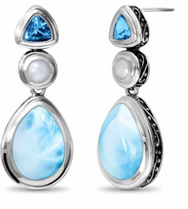 Azure Pear Marahlago Larimar Earrings