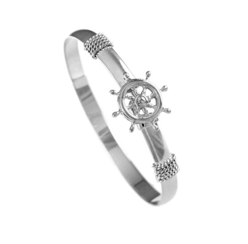 Sterling Silver Ship Wheel Hook Bracelet