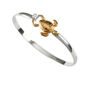 14 K Gold and Sterling Silver Sea Turtle Hook Bracelet