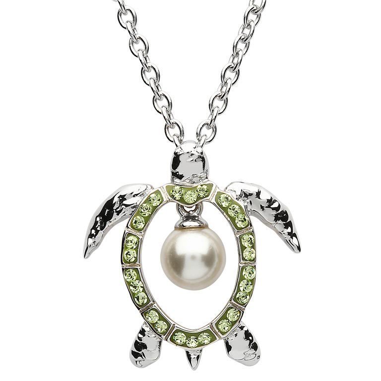 Sea Turtle Pendant With Pearl & Swarovski® Crystals