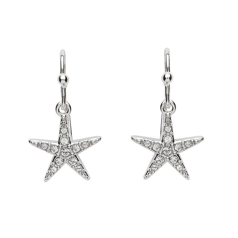 StarFish Drop Earrings With Clear Swarovski® Crystals