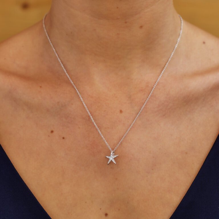 Starfish Pendant With Aqua Swarovski® Crystals – Medium Size