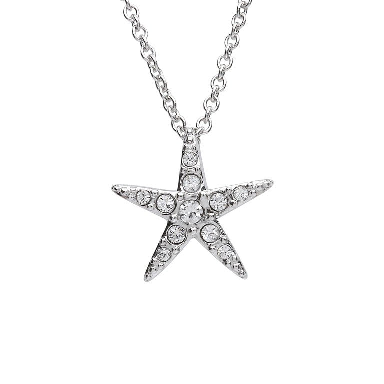 Starfish Pendant With Clear Swarovski® Crystals – Small Size