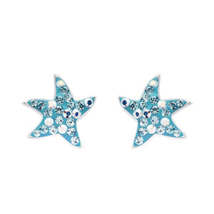 Dancing Starfish Stud Earrings With Aqua Swarovski® Crystals