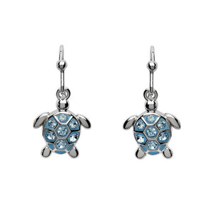 Sea Turtle Drop Earrings With Blue Swarovski® Crystals