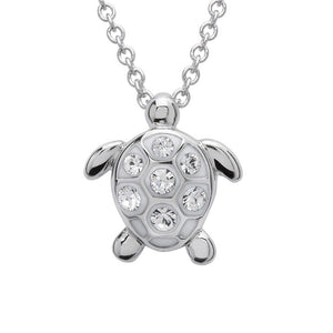 Sea Turtle Necklace With Aqua Swarovski® Crystals – Small Size