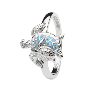 Turtle Ring Encrusted With White Swarovski® Crystal