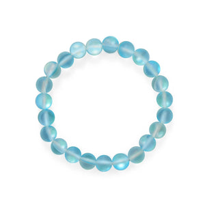 Ocean Wishes! Light Blue Glass Stretch Bracelet