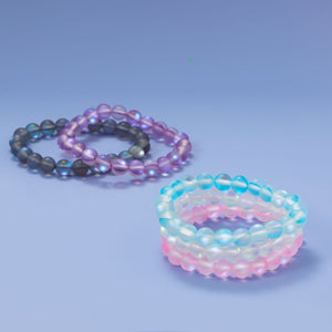 Icy Iridescent Glass Stretch Bracelet