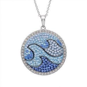 Wave necklace with Aqua Swarovski Crystals