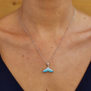 Whale Tail Necklace With Aqua Swarovski® Crystals