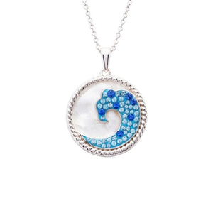 Wave Mother of Pearl Pendant with Swarovski Crystals