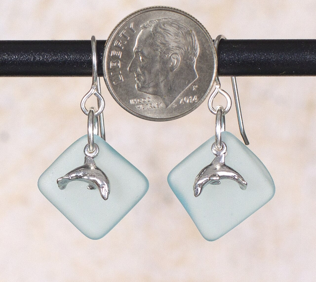 Seaglass Dolphin Earrings