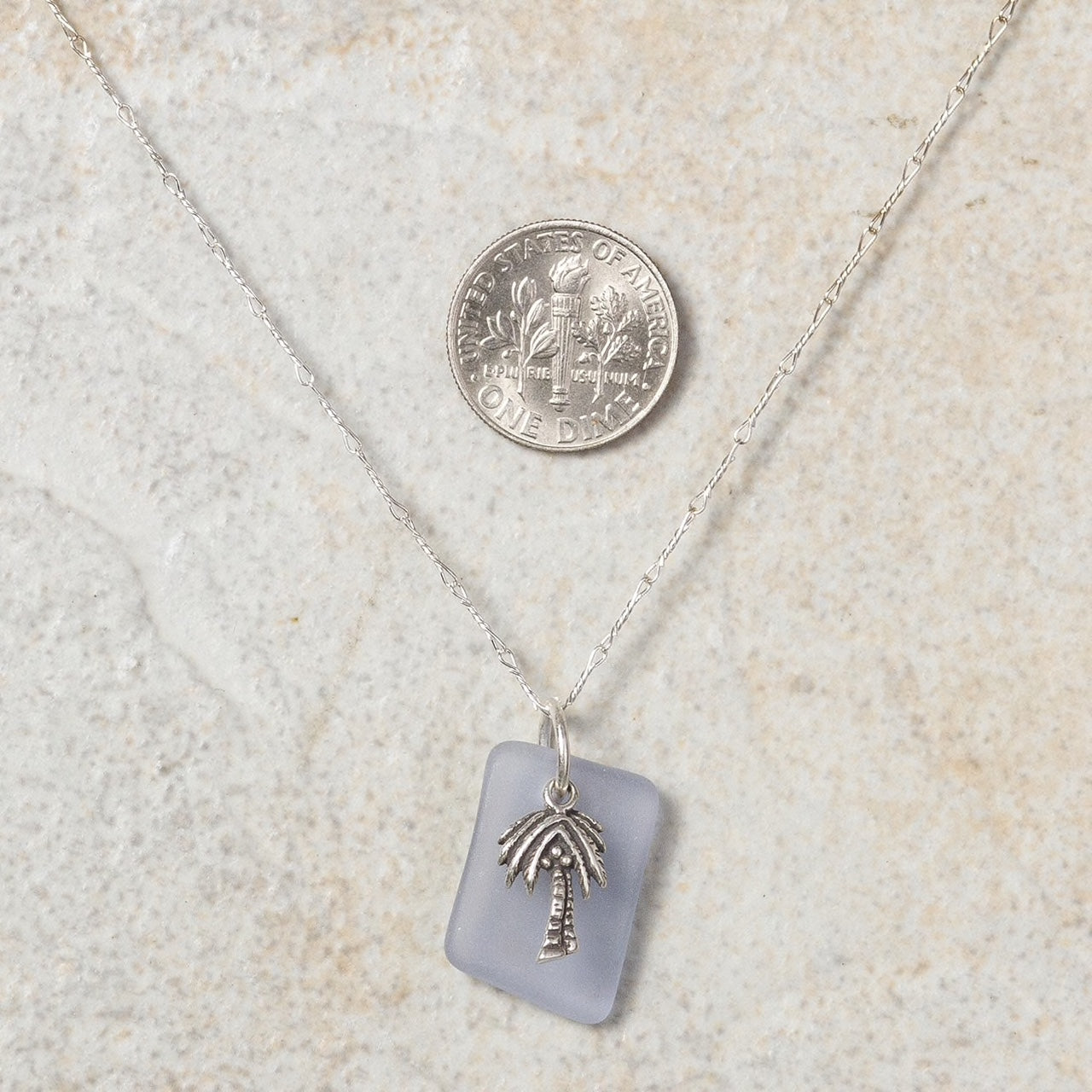 Seaglass Palm Tree  Necklace
