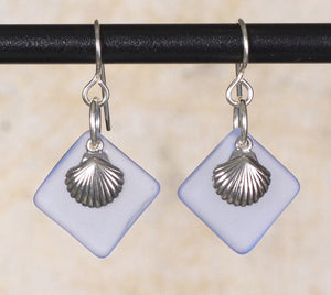 Seaglass Seashell  Earrings