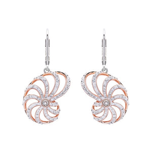 Nautilus Shell Earrings Encrusted With White Swarovski® Crystal