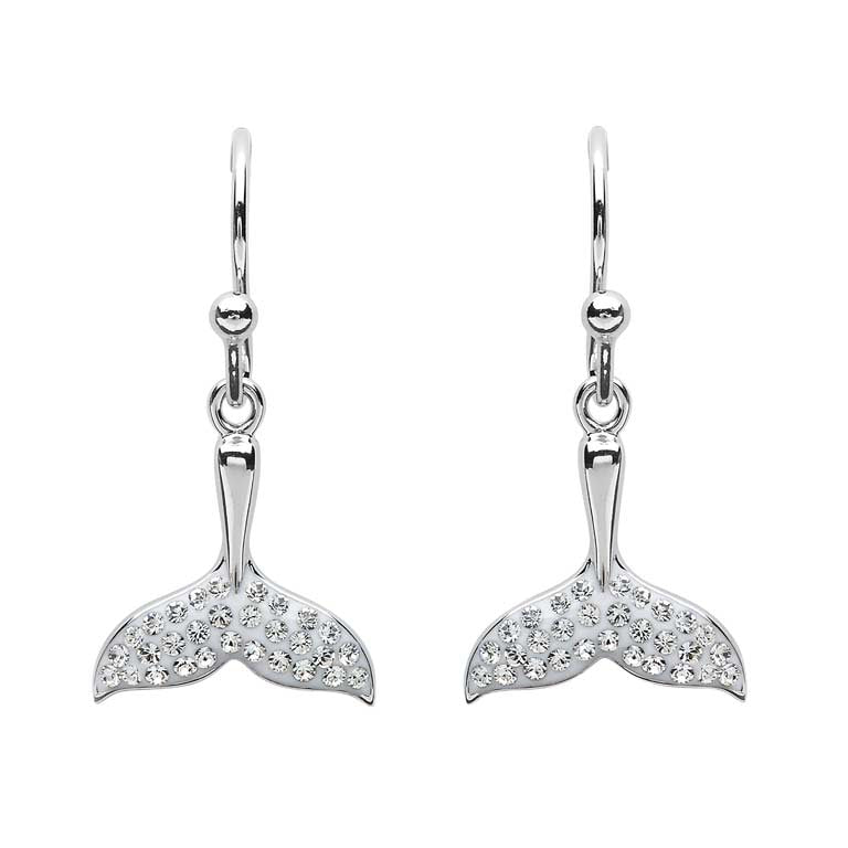 Whale Tail Drop  Earrings With Clear Swarovski® Crystals